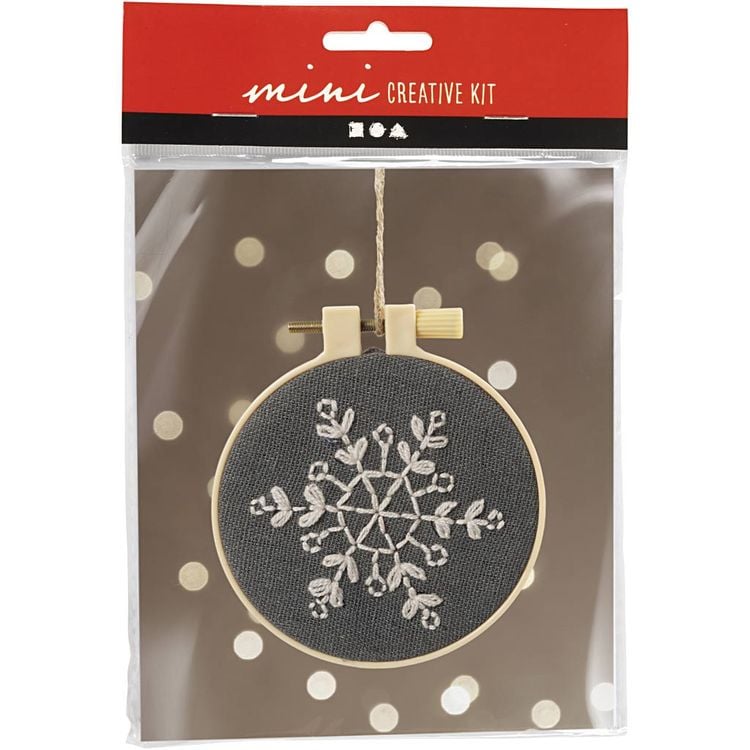 Produktbild: Creativ Company DIY Sets Sticken & Nadelstanzen Mini Kreativ Set Sticken, Grau, Schneeflocke, Kreativ Box