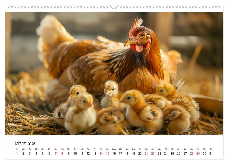 Produktbild: H&uuml;hner Federvieh (Wandkalender 2026 DIN A2 quer), CALVENDO Monatskalender