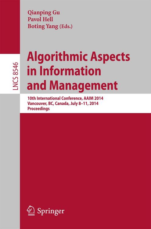Produktbild: Algorithmic Aspects in Information and Management
