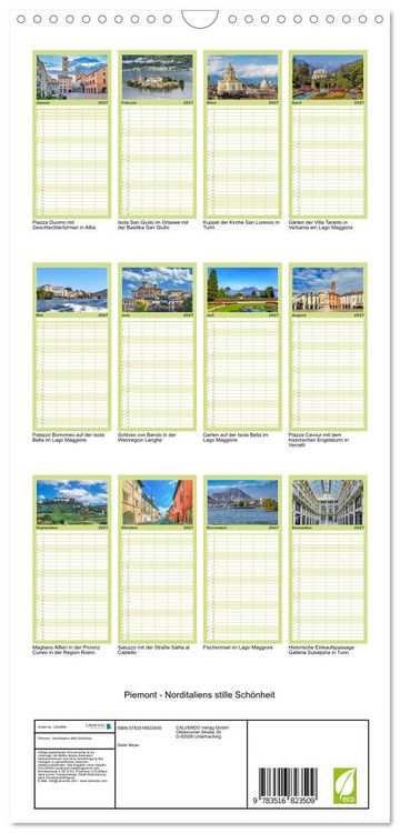 Produktbild: Familienplaner 2027 - Piemont - Norditaliens stille Sch&ouml;nheit mit 5 Spalten (Wandkalender, 21 x 45 cm) CALVENDO