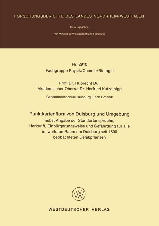 Bild vom Artikel Punktkartenflora von Duisburg und Umgebung vom Autor Ruprecht Düll