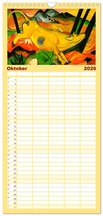 Produktbild: Familienplaner 2026 - Expressionistische Tierwelten mit 5 Spalten (Wandkalender, 21 x 45 cm) CALVENDO