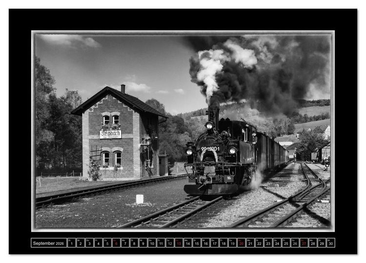 Produktbild: Unter Dampf - Mit der Pre&szlig;nitztalbahn durchs Erzgebirge (Wandkalender 2026 DIN A2 quer), CALVENDO Monatskalender