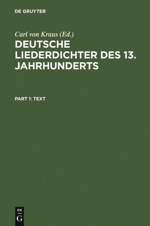 Produktbild: Deutsche Liederdichter des 13. Jahrhunderts
