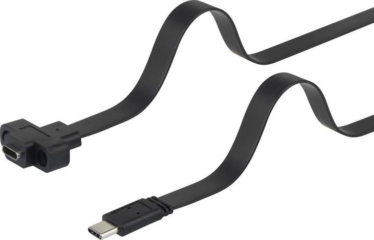 Produktbild: Renkforce USB-Kabel USB 3.2 Gen1 USB-C&reg; Stecker, USB-C&reg; Buchse 0.25 m Schwarz schraubbar, hochflexibel RF-3415030