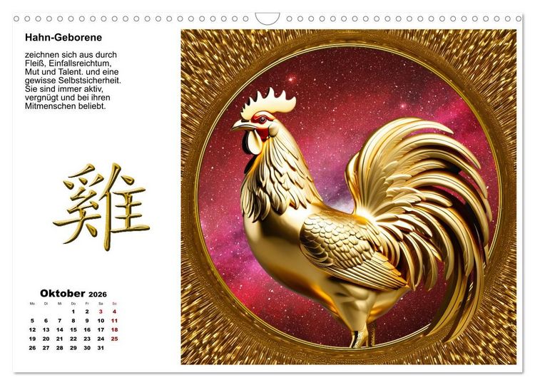 Produktbild: Chinesische Sternzeichen (Wandkalender 2026 DIN A3 quer), CALVENDO Monatskalender