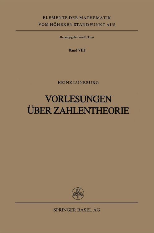 Produktbild: Vorlesungen &uuml;ber Zahlentheorie
