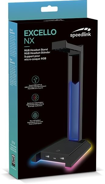 Produktbild: SPEEDLINK EXCELLO NX RGB Headset Stand, USB 2.0 Hub, black