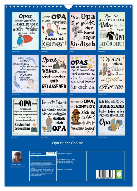 Produktbild: Opa ist der Coolste (Wandkalender 2026 DIN A3 hoch), CALVENDO Monatskalender