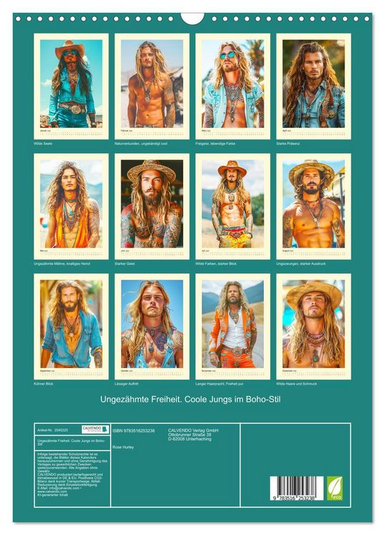 Produktbild: Ungez&auml;hmte Freiheit. Coole Jungs im Boho-Stil (Wandkalender 2026 DIN A3 hoch), CALVENDO Monatskalender