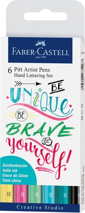 Produktbild: Faber-Castell Tuschestifte Pitt Artist Pens Hand Lettering, Pastell, 6er Etui