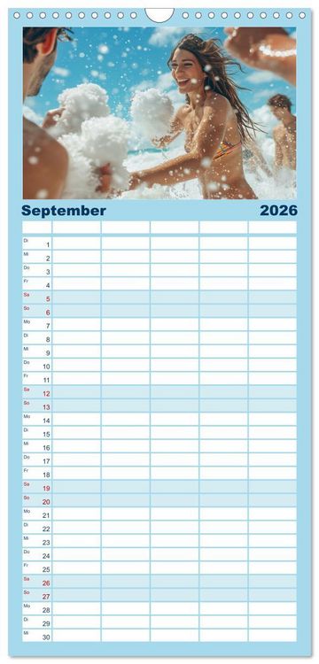 Produktbild: Familienplaner 2026 - Eisbaden mit 5 Spalten (Wandkalender, 21 x 45 cm) CALVENDO