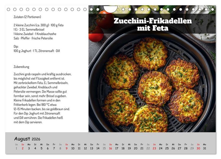 Produktbild: Rezepte f&uuml;r die Hei&szlig;luftfritteuse - vegetarisch, schnell und einfach (Wandkalender 2026 DIN A4 quer), CALVENDO Monatskalender
