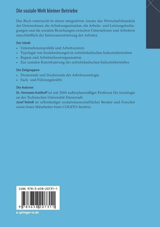 Produktbild: Die soziale Welt kleiner Betriebe