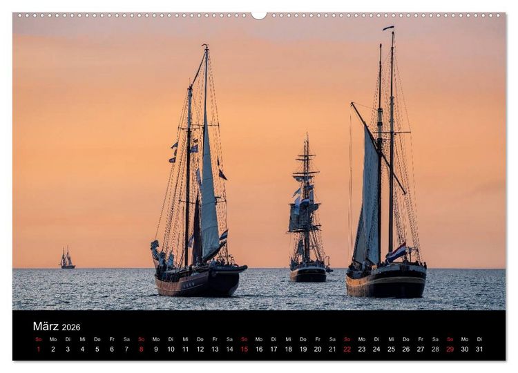 Produktbild: Windjammer auf der Ostsee im Abendlicht (Wandkalender 2026 DIN A2 quer), CALVENDO Monatskalender