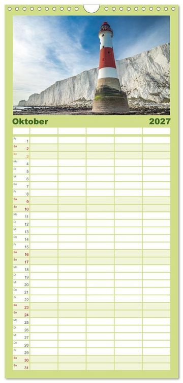 Produktbild: Familienplaner 2027 - Seven Sisters - Gro&szlig;britanniens h&ouml;chste Kreidefelsen mit 5 Spalten (Wandkalender, 21 x 45 cm) CALVENDO