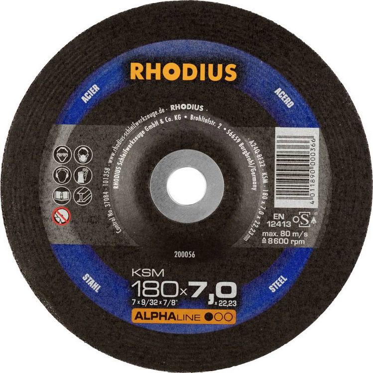 Produktbild: Rhodius 200056 Schruppscheibe Durchmesser 180mm Bohrungs-&Oslash; 22.23mm Stahl 1St.