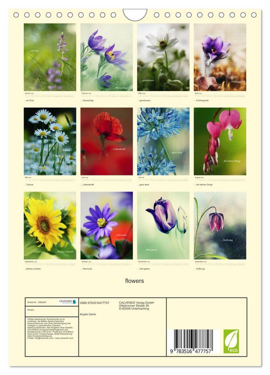 Produktbild: flowers (Wandkalender 2026 DIN A4 hoch), CALVENDO Monatskalender