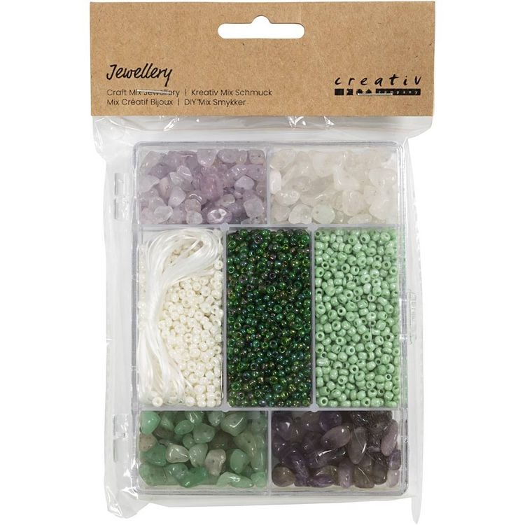 Produktbild: Creativ Company Kreativ Mix Schmuck, Kristalle, Gr&ouml;&szlig;e 2,6-10 mm, Lochgr&ouml;&szlig;e 0,8-1,2 mm, sortierte Farben