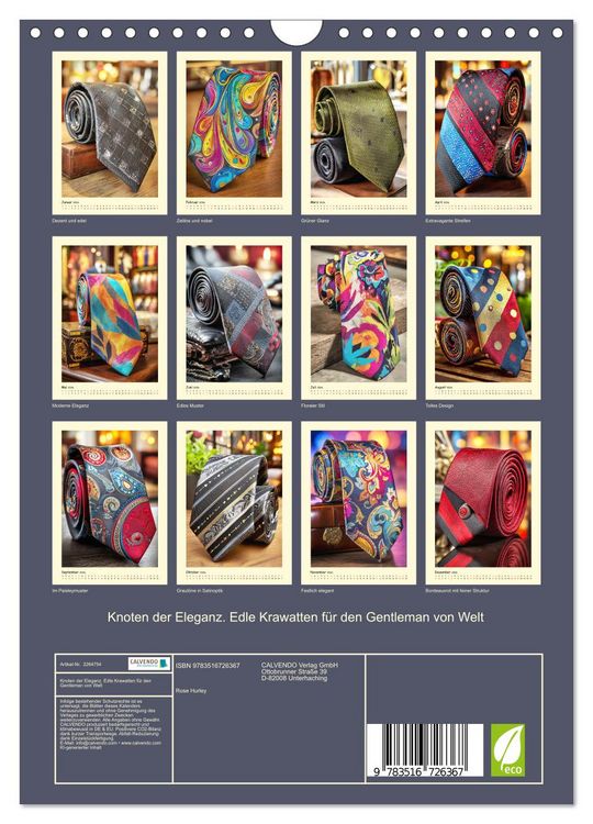 Produktbild: Knoten der Eleganz. Edle Krawatten f&uuml;r den Gentleman von Welt (Wandkalender 2026 DIN A4 hoch), CALVENDO Monatskalender