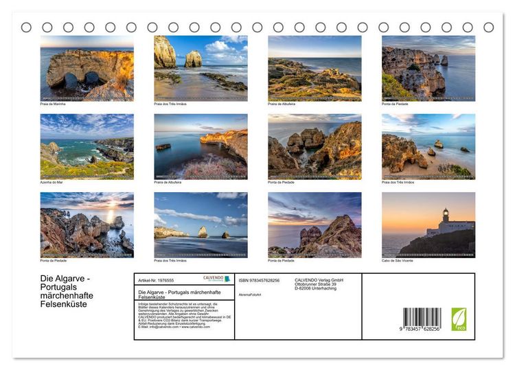 Produktbild: Die Algarve - Portugals m&auml;rchenhafte Felsenk&uuml;ste (Tischkalender 2026 DIN A5 quer), CALVENDO Monatskalender