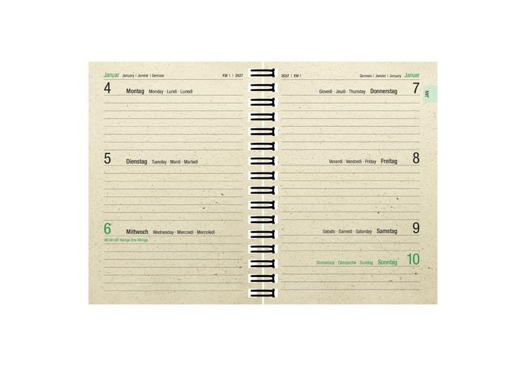 Produktbild: Taschenkalender 1W/2S Graspapier 2027