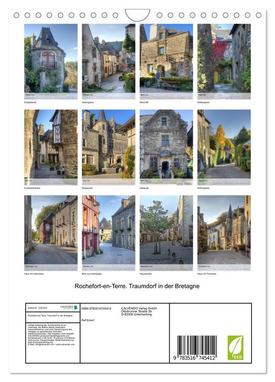 Produktbild: Rochefort-en-Terre. Traumdorf in der Bretagne (Wandkalender 2026 DIN A4 hoch), CALVENDO Monatskalender