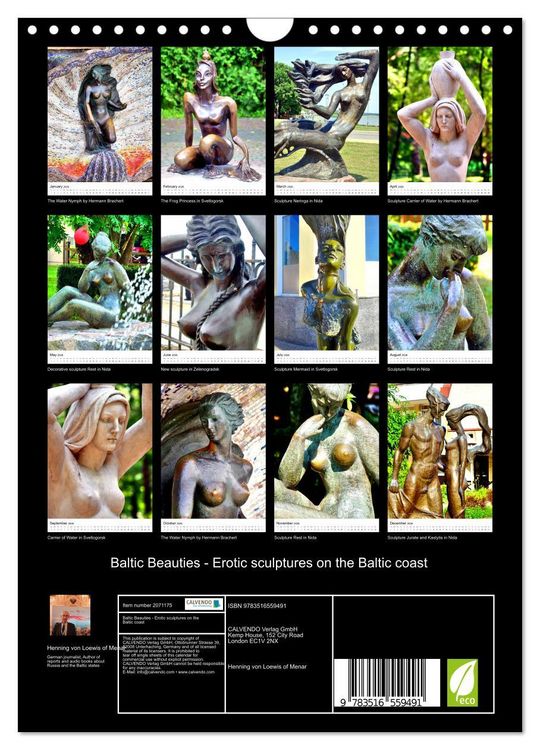 Produktbild: Baltic Beauties - Erotic sculptures on the Baltic coast (Wall Calendar 2026 DIN A4 portrait), CALVENDO 12 Month Wall Calendar