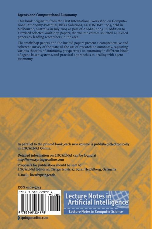 Produktbild: Agents and Computational Autonomy
