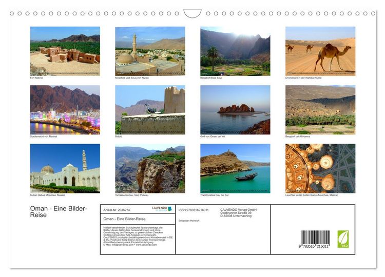 Produktbild: Oman - Eine Bilder-Reise (Wandkalender 2026 DIN A3 quer), CALVENDO Monatskalender
