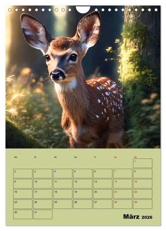 Produktbild: Tierkinder im Zauberwald (Wandkalender 2026 DIN A4 hoch), CALVENDO Monatskalender