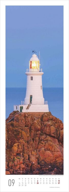 Produktbild: Leuchttürme 2026 - Streifenkalender XXL 25x69 cm - Bildkalender im Hochformat - Wandplaner - Leuchtturmkalender