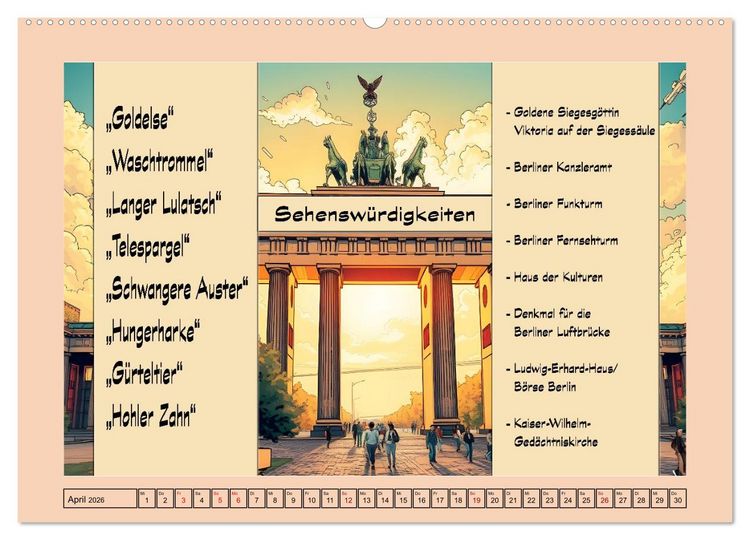 Produktbild: Liebenswerte Berliner Mundart (Wandkalender 2026 DIN A2 quer), CALVENDO Monatskalender