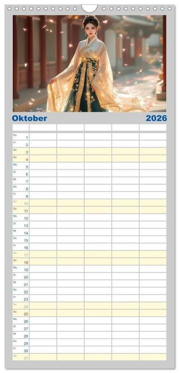 Produktbild: Familienplaner 2026 - Fantasie Asia-Girls mit 5 Spalten (Wandkalender, 21 x 45 cm) CALVENDO