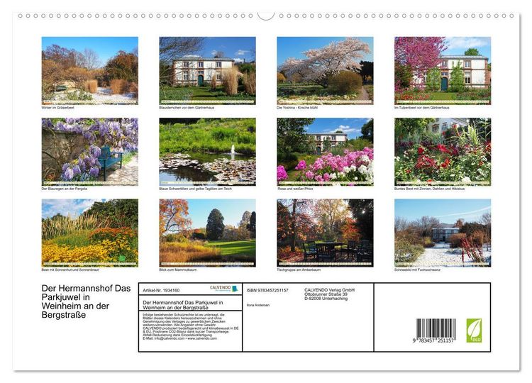 Produktbild: Der Hermannshof Das Parkjuwel in Weinheim an der Bergstra&szlig;e (hochwertiger Premium Wandkalender 2026 DIN A2 quer), Kunstdruck in Hochglanz