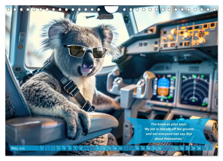 Produktbild: Funny charming animals as pilots (Wall Calendar 2026 DIN A4 landscape), CALVENDO 12 Month Wall Calendar