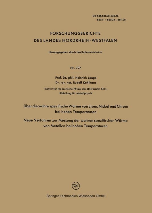 Produktbild: &Uuml;ber die wahre spezifische W&auml;rme von Eisen, Nickel und Chrom bei hohen Temperaturen