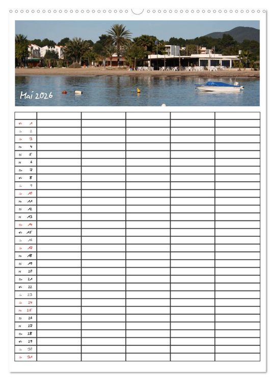 Produktbild: Ibiza / Familienplaner (Wandkalender 2026 DIN A2 hoch), CALVENDO Monatskalender