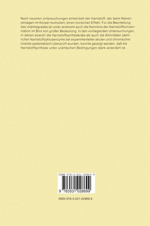 Produktbild: Harnstoffsynthese und Harnstoffzyklusenzyme in der Rattenleber bei akuter und chronischer Ur&auml;mie