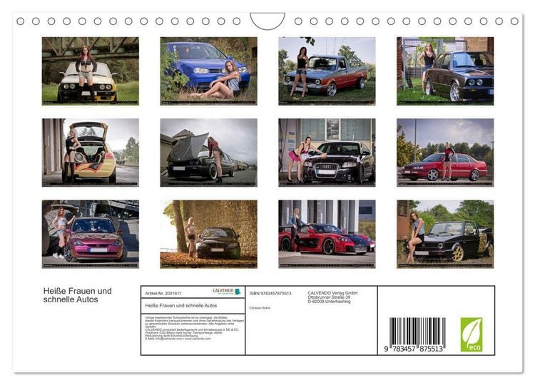 Produktbild: Hei&szlig;e Frauen und schnelle Autos (Wandkalender 2026 DIN A4 quer), CALVENDO Monatskalender