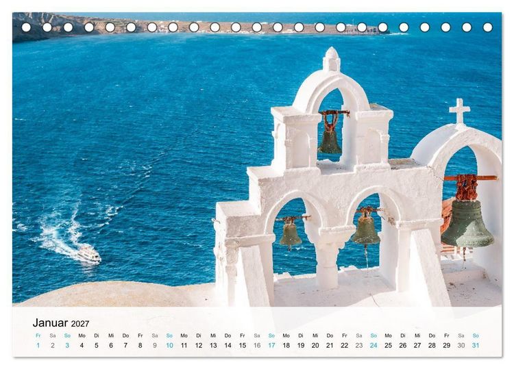 Produktbild: Oia Santorini - Bilderbuch-Dorf von Griechenland (Tischkalender 2027 DIN A5 quer), CALVENDO Monatskalender