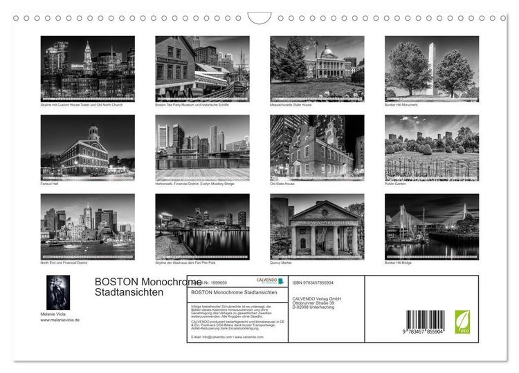 Produktbild: BOSTON Monochrome Stadtansichten (Wandkalender 2026 DIN A3 quer), CALVENDO Monatskalender