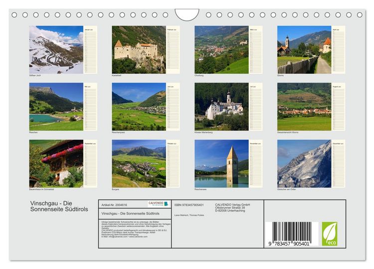 Produktbild: Vinschgau - Die Sonnenseite S&uuml;dtirols (Wandkalender 2026 DIN A4 quer), CALVENDO Monatskalender