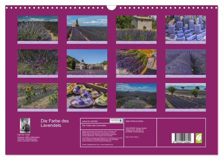 Produktbild: Die Farbe des Lavendels (Wandkalender 2026 DIN A3 quer), CALVENDO Monatskalender