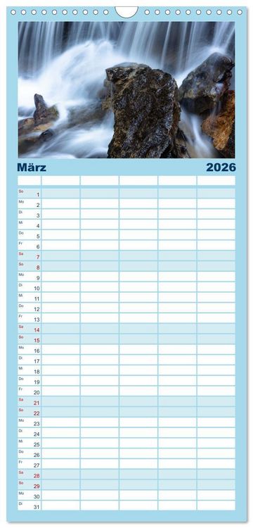 Produktbild: Familienplaner 2026 - Waldb&auml;che - Im Wandel der Jahreszeiten mit 5 Spalten (Wandkalender, 21 x 45 cm) CALVENDO
