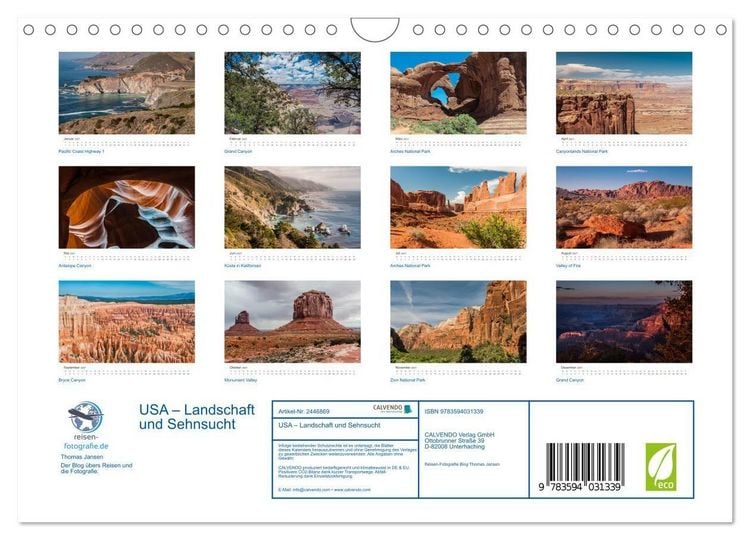 Produktbild: USA &ndash; Landschaft und Sehnsucht (Wandkalender 2027 DIN A4 quer), CALVENDO Monatskalender