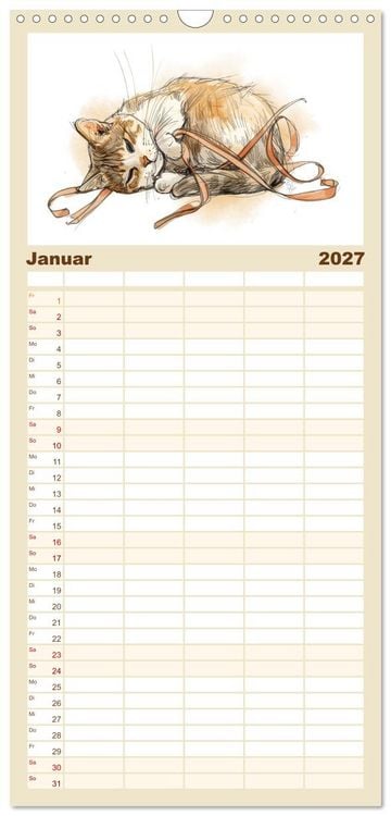 Produktbild: Familienplaner 2027 - Kleine Schnurr-Momente f&uuml;rs Herz mit 5 Spalten (Wandkalender, 21 x 45 cm) CALVENDO