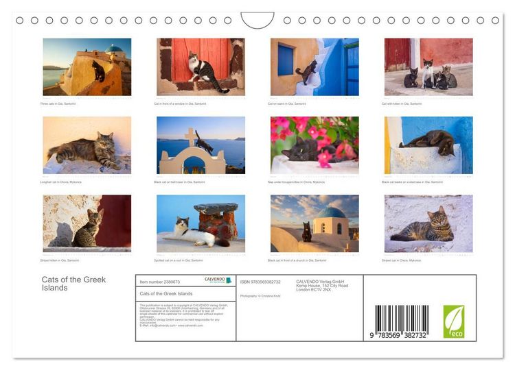 Produktbild: Cats of the Greek Islands (Wall Calendar 2027 DIN A4 landscape), CALVENDO 12 Month Wall Calendar