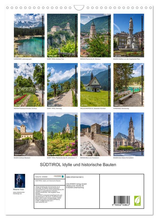 Produktbild: S&Uuml;DTIROL Idylle und historische Bauten (Wandkalender 2026 DIN A3 hoch), CALVENDO Monatskalender