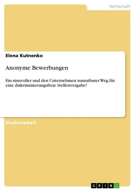 Produktbild: Anonyme Bewerbungen